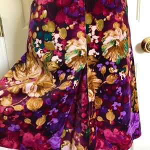 Etcetera velvet look floral print pleated skirt
